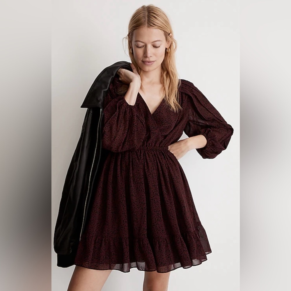 Madewell (Re)sourced Georgette Faux-Wrap Mini Dress